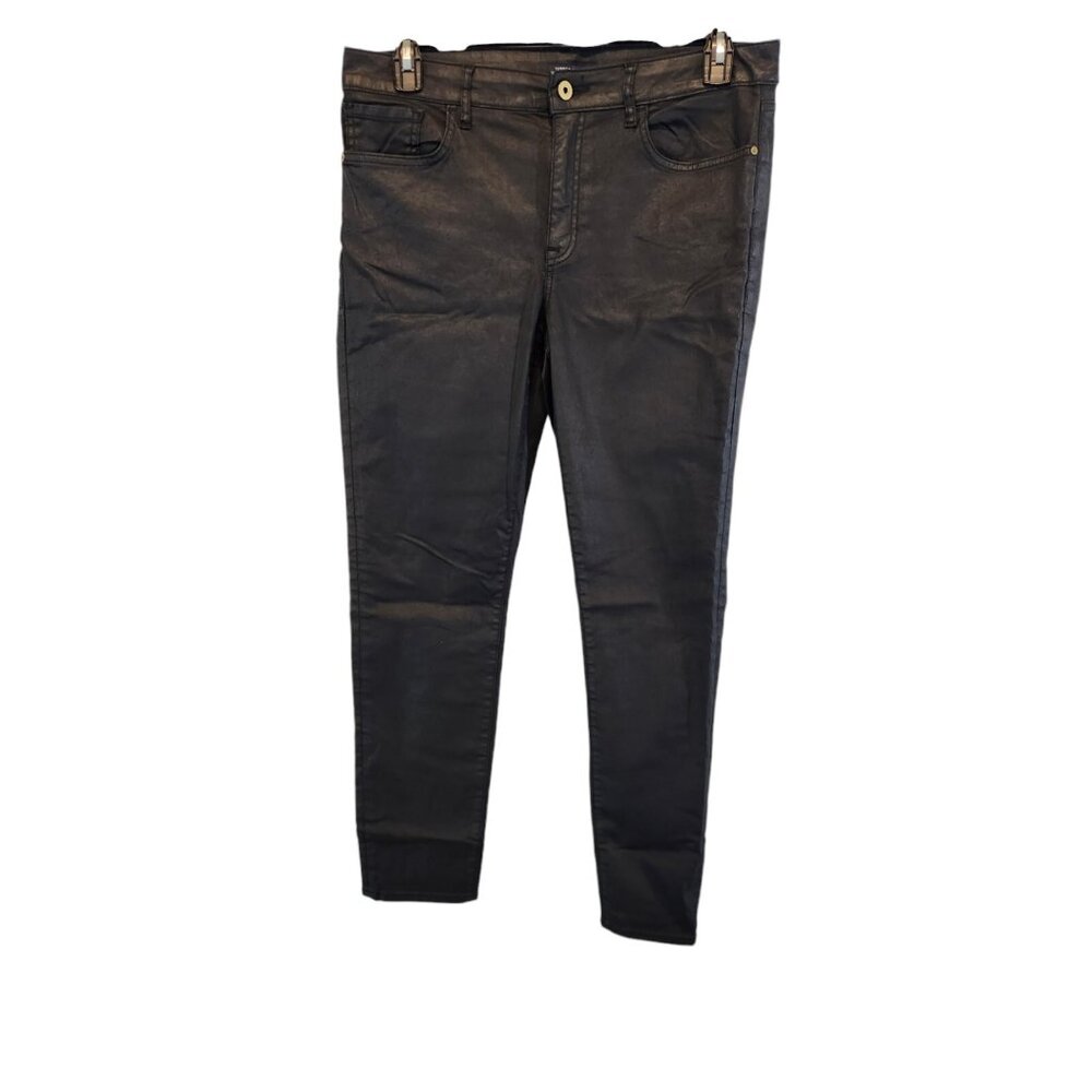 Tommy Hilfiger Jeans Greenwich Skinny Mid-rise Stretch Black Wax Denim Womens 14 - Picture 1 of 13